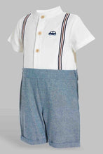Load image into Gallery viewer, Redtag-Mint-And-White-Romper-With-Suspender-Rompers-Baby-0 to 12 Months