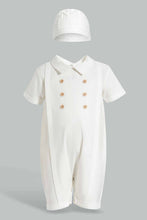 تنزيل الصورة على معرض الصور، Redtag-White-Romper-With-Hat-Rompers-Baby-0 to 12 Months