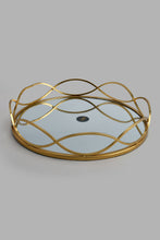Load image into Gallery viewer, Redtag-Gold-Round-Metal-Tray-With-Mirror-Category:Trays,-Colour:Gold,-Filter:Home-Decor,-HMW-HOM-Dea-Decorative-Accessories,-New-In,-New-In-HMW-HOM,-Non-Sale,-PERIGOLD,-S22C,-Section:Homewares-Home-Decor-