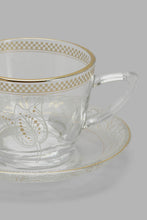 تنزيل الصورة على معرض الصور، Redtag-Floral-Glass-Tea-Cup-&-Ceramics-Saucer-Cup-And-Saucer-Home-Dining-