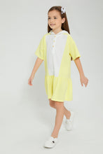 تنزيل الصورة على معرض الصور، Redtag-Yellow-Color-Block-Dress-Dresses-Girls-2 to 8 Years
