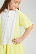 تنزيل الصورة على معرض الصور، Redtag-Yellow-Color-Block-Dress-Dresses-Girls-2 to 8 Years