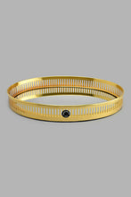 Load image into Gallery viewer, Redtag-Gold-Ribbed-Oval-Tray-With-Mirror-Trays-Home-Decor-