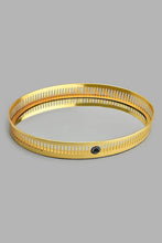 Load image into Gallery viewer, Redtag-Gold-Ribbed-Oval-Tray-With-Mirror-Trays-Home-Decor-