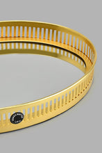 Load image into Gallery viewer, Redtag-Gold-Ribbed-Oval-Tray-With-Mirror-Trays-Home-Decor-