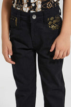 تنزيل الصورة على معرض الصور، Redtag-Black-Reverse-Print-Jean-Jeans-Jogger-Fit-Boys-2 to 8 Years