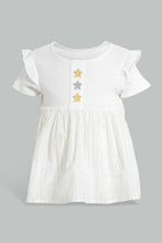 Load image into Gallery viewer, Redtag-White-And-Gold-Star-Bodysuit-Dress-Dresses-Baby-0 to 12 Months