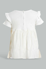 Load image into Gallery viewer, Redtag-White-And-Gold-Star-Bodysuit-Dress-Dresses-Baby-0 to 12 Months
