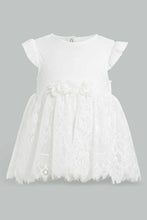 Load image into Gallery viewer, Redtag-White-Rose-Embelished-Tutu-Dress-Dresses-Baby-0 to 12 Months