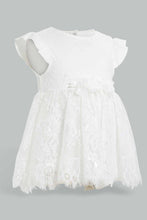 Load image into Gallery viewer, Redtag-White-Rose-Embelished-Tutu-Dress-Dresses-Baby-0 to 12 Months