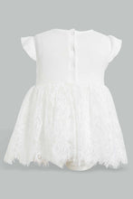 Load image into Gallery viewer, Redtag-White-Rose-Embelished-Tutu-Dress-Dresses-Baby-0 to 12 Months