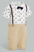 Load image into Gallery viewer, Redtag-Beige-Romper-With-Suspender-Rompers-Baby-0 to 12 Months
