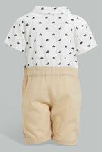 Load image into Gallery viewer, Redtag-Beige-Romper-With-Suspender-Rompers-Baby-0 to 12 Months