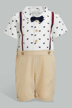 Load image into Gallery viewer, Redtag-Beige-Romper-With-Suspender-Rompers-Baby-0 to 12 Months