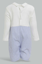 تنزيل الصورة على معرض الصور، Redtag-White-And-Navy-Longlength-Duangree-Romper-Rompers-Baby-0 to 12 Months