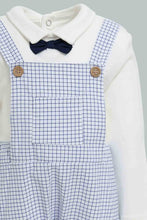 تنزيل الصورة على معرض الصور، Redtag-White-And-Navy-Longlength-Duangree-Romper-Rompers-Baby-0 to 12 Months