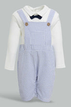 تنزيل الصورة على معرض الصور، Redtag-White-And-Navy-Longlength-Duangree-Romper-Rompers-Baby-0 to 12 Months