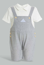 تنزيل الصورة على معرض الصور، Redtag-White-And-Grey-Duangree-Romper-Rompers-Baby-0 to 12 Months