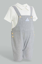 تنزيل الصورة على معرض الصور، Redtag-White-And-Grey-Duangree-Romper-Rompers-Baby-0 to 12 Months