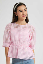 تنزيل الصورة على معرض الصور، Redtag-Pink-Organza-Peplum-Top-Blouses-Senior-Girls-9 to 14 Years