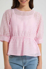 تنزيل الصورة على معرض الصور، Redtag-Pink-Organza-Peplum-Top-Blouses-Senior-Girls-9 to 14 Years