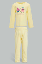 Load image into Gallery viewer, Yellow Sweet And Sleepy Pyjama Set For Baby Girls (2 Piece)