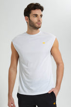 تنزيل الصورة على معرض الصور، Redtag-White-Sleeveless-T-Shirt-All-Over-Prints-Men's-
