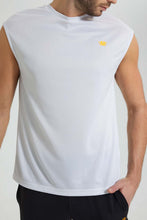 تنزيل الصورة على معرض الصور، Redtag-White-Sleeveless-T-Shirt-All-Over-Prints-Men's-