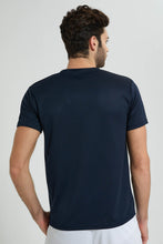 تنزيل الصورة على معرض الصور، Redtag-Navy-Gym-T-Shirt-All-Over-Prints-Men's-