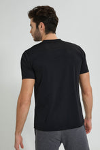 تنزيل الصورة على معرض الصور، Redtag-Black-Gym-T-Shirt-All-Over-Prints-Men's-
