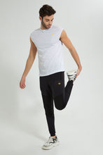 Load image into Gallery viewer, Redtag-Black-Biker-Track-Joggers-Men's-