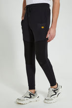 Load image into Gallery viewer, Redtag-Black-Biker-Track-Joggers-Men's-