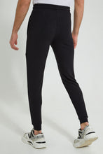 Load image into Gallery viewer, Redtag-Black-Biker-Track-Joggers-Men's-