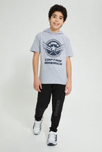 تنزيل الصورة على معرض الصور، Redtag-Grey-Captain-America-Hoody-T-Shirt-Graphic-Prints-Senior-Boys-9 to 14 Years