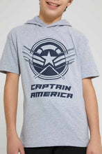 تنزيل الصورة على معرض الصور، Redtag-Grey-Captain-America-Hoody-T-Shirt-Graphic-Prints-Senior-Boys-9 to 14 Years