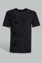 تنزيل الصورة على معرض الصور، Redtag-Black-Tiger-Face-Printed-T-Shirt-All-Over-Prints-Men's-