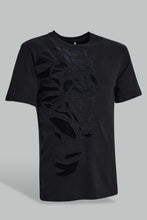 تنزيل الصورة على معرض الصور، Redtag-Black-Tiger-Face-Printed-T-Shirt-All-Over-Prints-Men's-