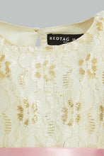Load image into Gallery viewer, Redtag-Ivory-Lace-Yoke-Belted-With-Coral-Mesh-Dress-Dresses-Infant-Girls-3 to 24 Months