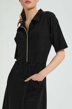 تنزيل الصورة على معرض الصور، Redtag-Black-Shimmer-Long-Dress-Dresses-Women's-