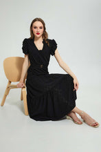 تنزيل الصورة على معرض الصور، Redtag-Black-Lace-Dress-With-Belt-Dresses-Women's-