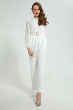 تنزيل الصورة على معرض الصور، Redtag-White-Textured-Jumpsuit-Dresses-Women's-