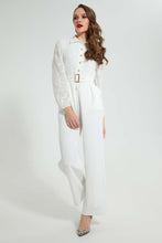 تنزيل الصورة على معرض الصور، Redtag-White-Textured-Jumpsuit-Dresses-Women's-