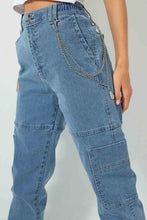 Load image into Gallery viewer, Redtag-Ligh-Blue-Jogger-With-Metal-Chain-Jeans-Regular-Fit-Women's-