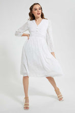 تنزيل الصورة على معرض الصور، Redtag-White-Textured-Dress-Dresses-Women's-