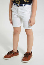 تنزيل الصورة على معرض الصور، Redtag-White-Belted-Birdseye-Chino-Short-Shorts-Boys-2 to 8 Years