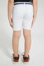 تنزيل الصورة على معرض الصور، Redtag-White-Belted-Birdseye-Chino-Short-Shorts-Boys-2 to 8 Years