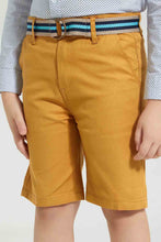 تنزيل الصورة على معرض الصور، Redtag-Yellow-Belted-Birdseye-Short-Shorts-Boys-2 to 8 Years