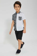 تنزيل الصورة على معرض الصور، Redtag-Black-Belted-Birdseye-Short-Shorts-Boys-2 to 8 Years