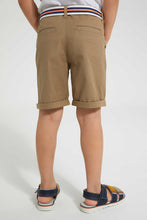 تنزيل الصورة على معرض الصور، Redtag-Beige-Belted-Birdseye-Short-Shorts-Boys-2 to 8 Years
