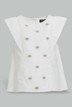Load image into Gallery viewer, Redtag-White-Cut-And-Sew-Embroidered-Blouse-With-Coral-Short-Sets-Infant-Girls-3 to 24 Months